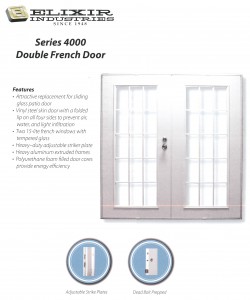 mobile home doors, size 72x76 elixir series 4000 double french door